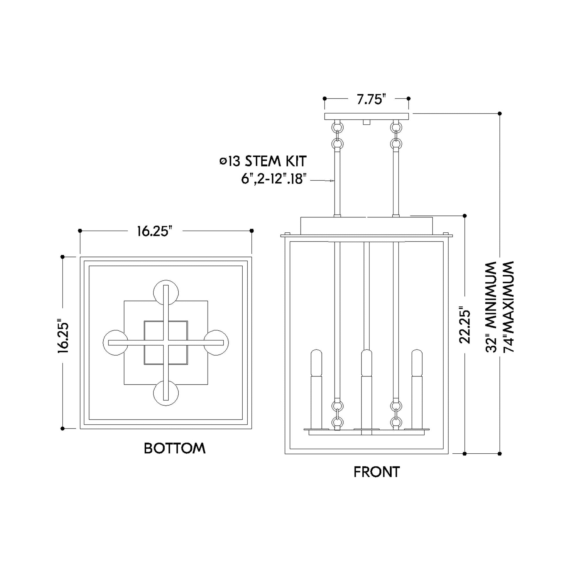 Hart Pendant Light - line drawing.