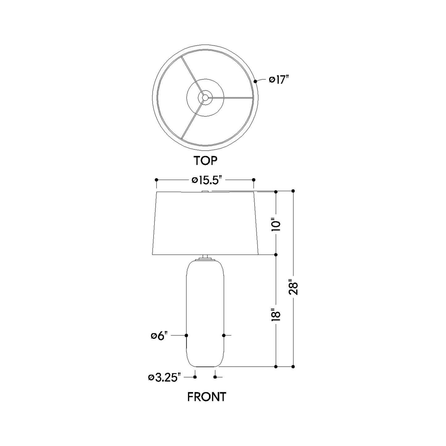 Hopkins Table Lamp - line drawing.