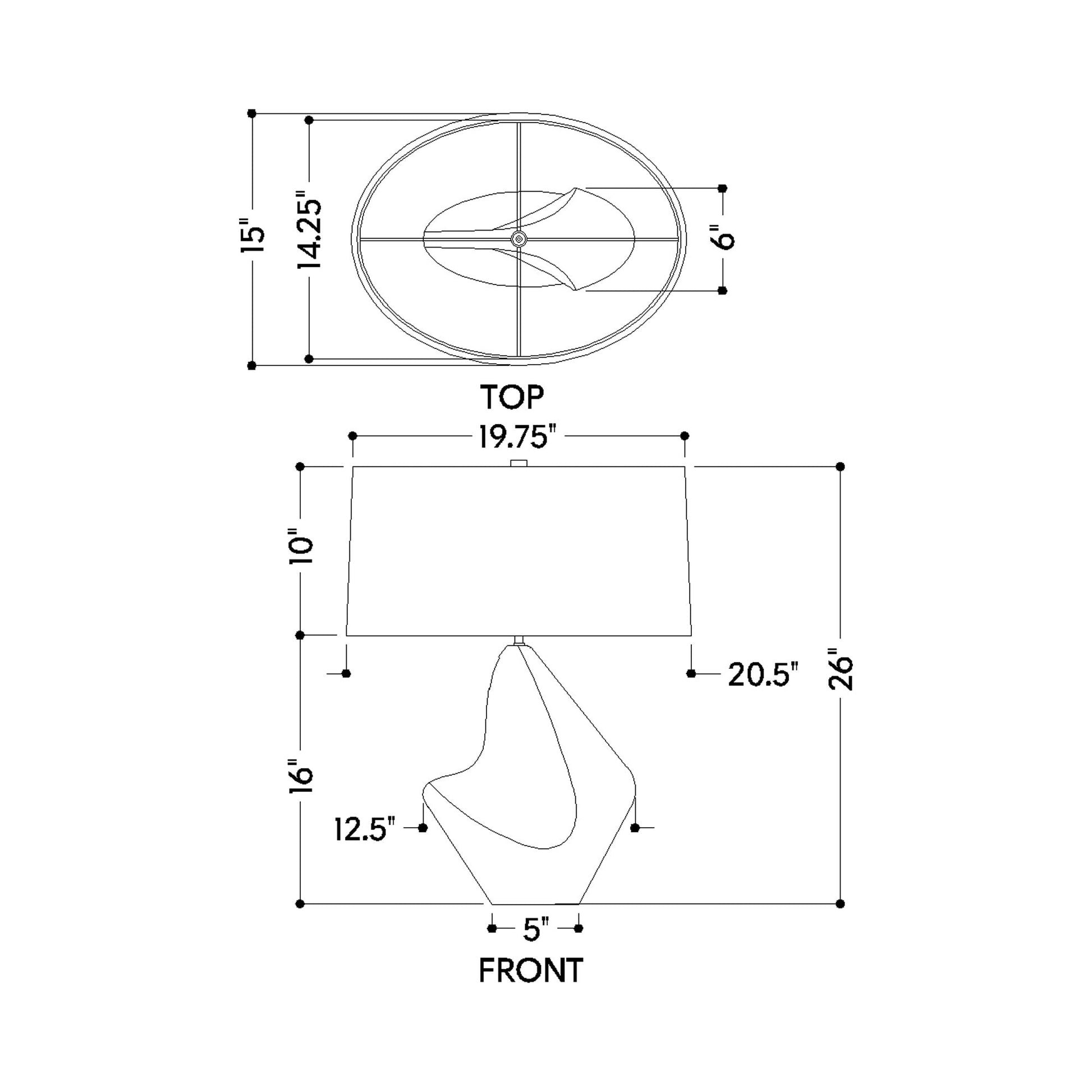 Huntly Table Lamp - line drawing.