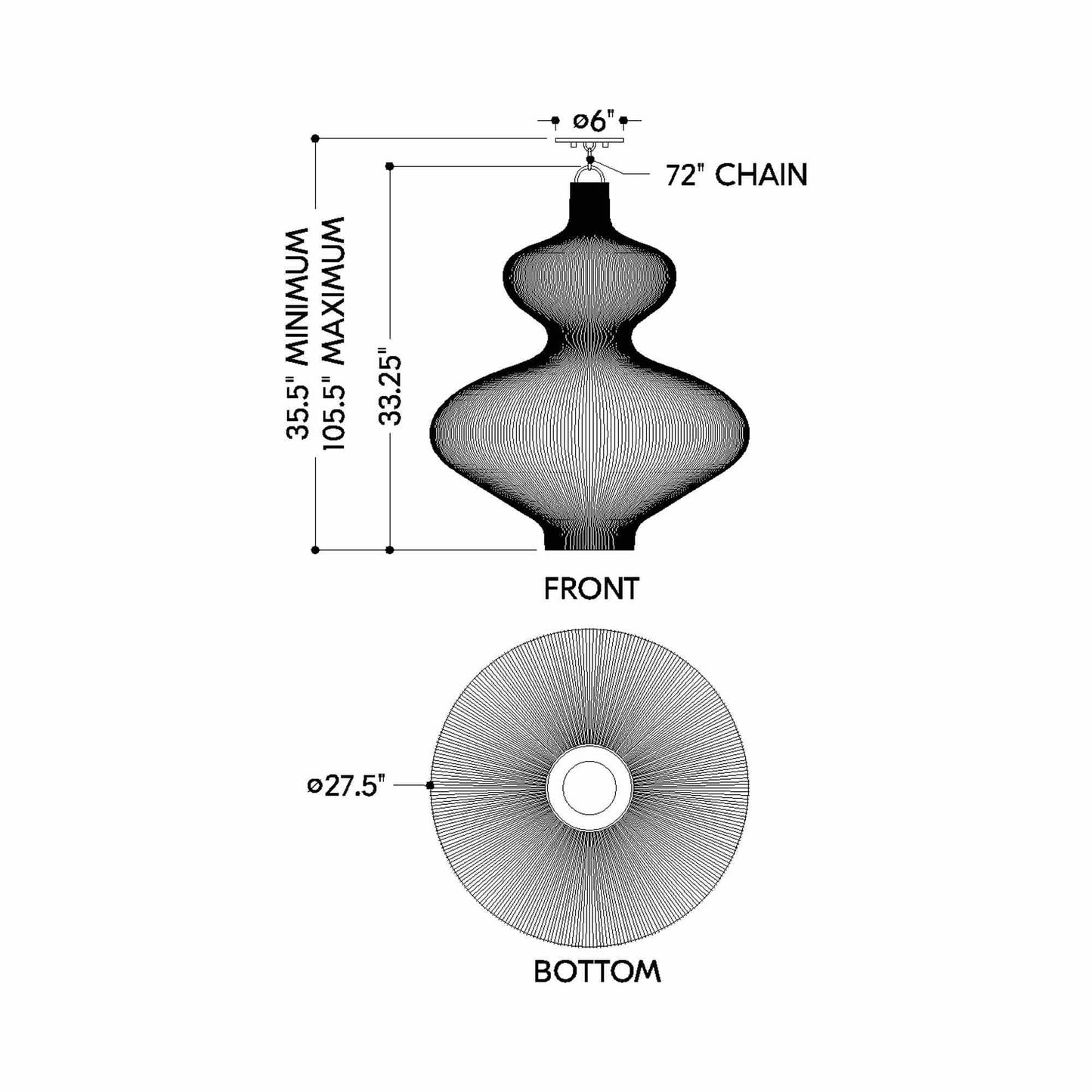 Irvine Pendant Light - line drawing.