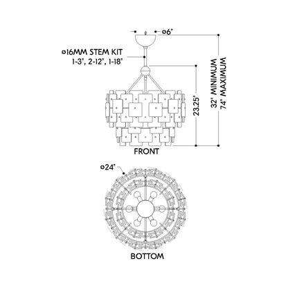 Jacik Chandelier - line drawing.