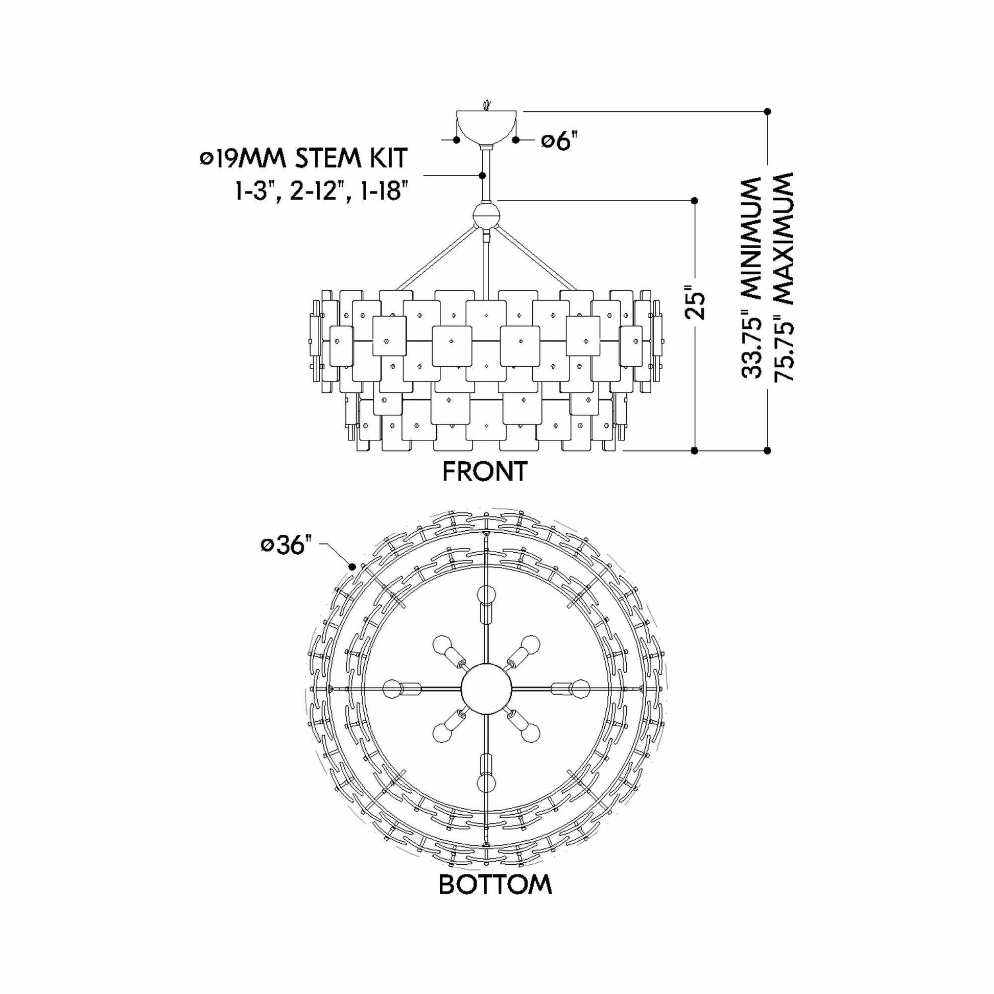 Jacik Chandelier - line drawing.