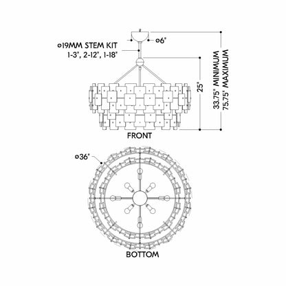 Jacik Chandelier - line drawing.