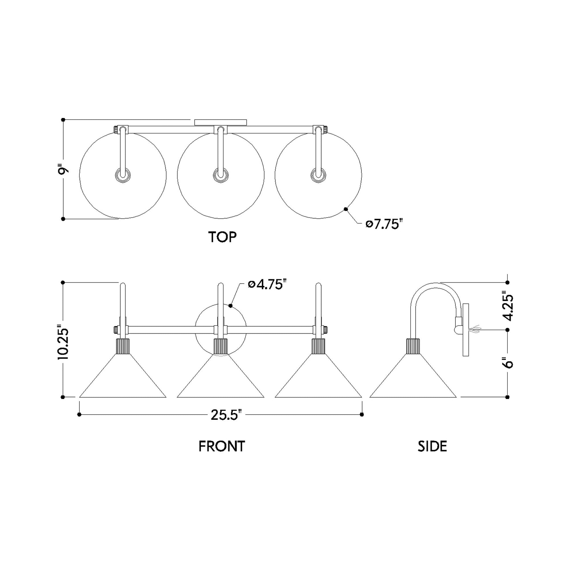 Jovani Bath Vanity Light - line drawing.