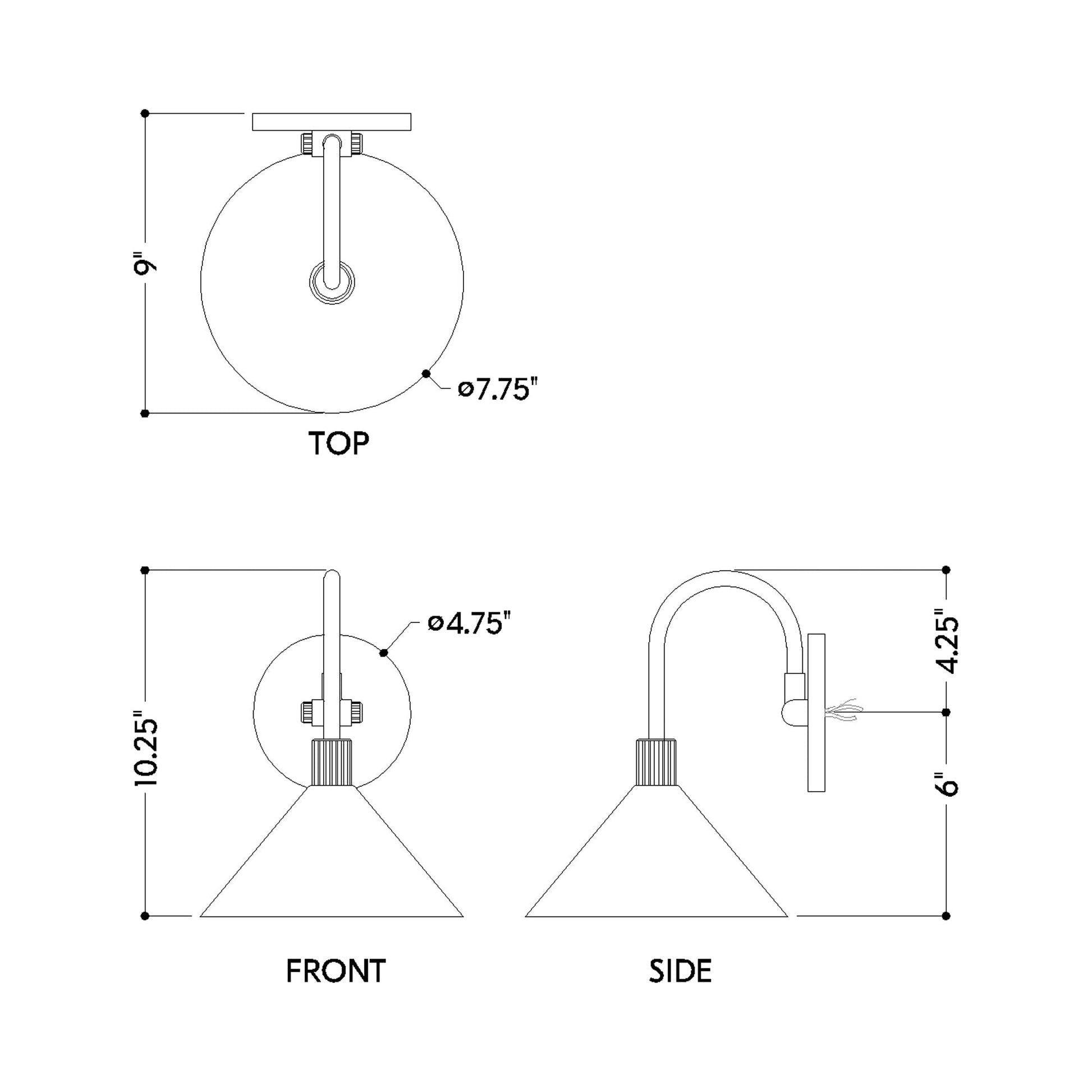 Jovani Bath Wall Light - line drawing.