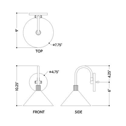 Jovani Bath Wall Light - line drawing.