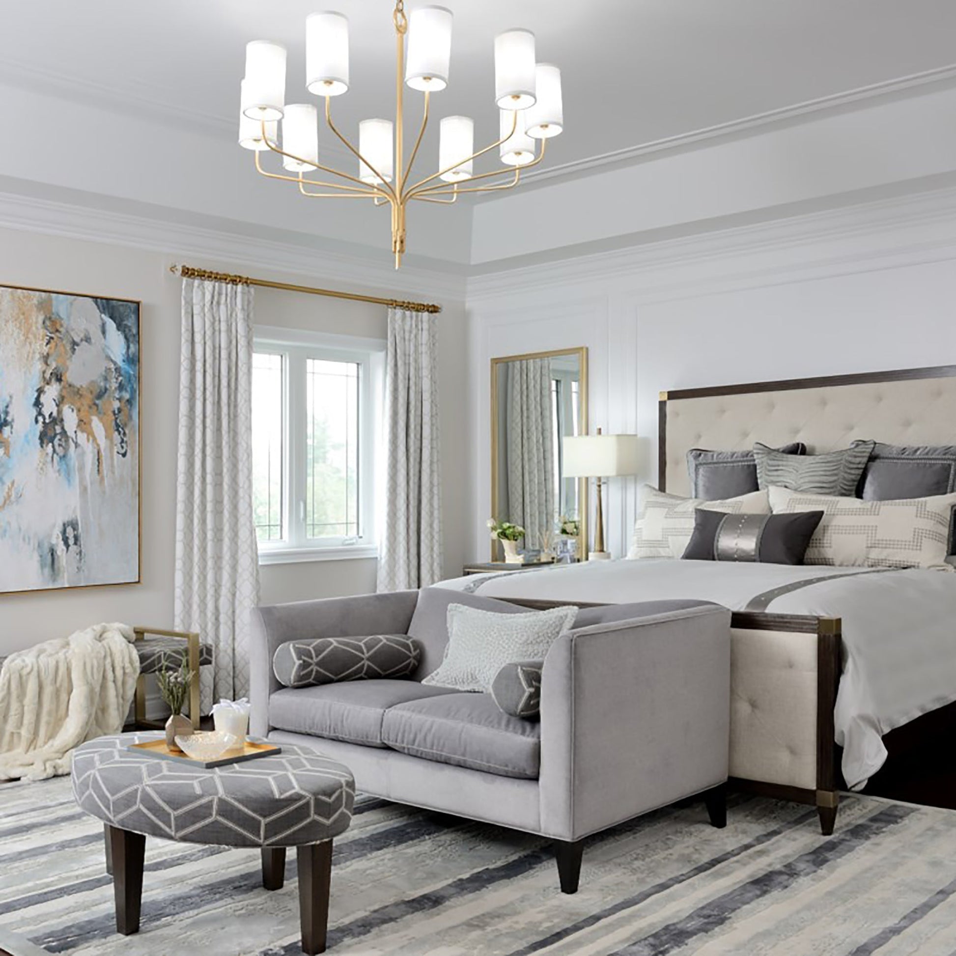 Juniper Chandelier in bedroom.