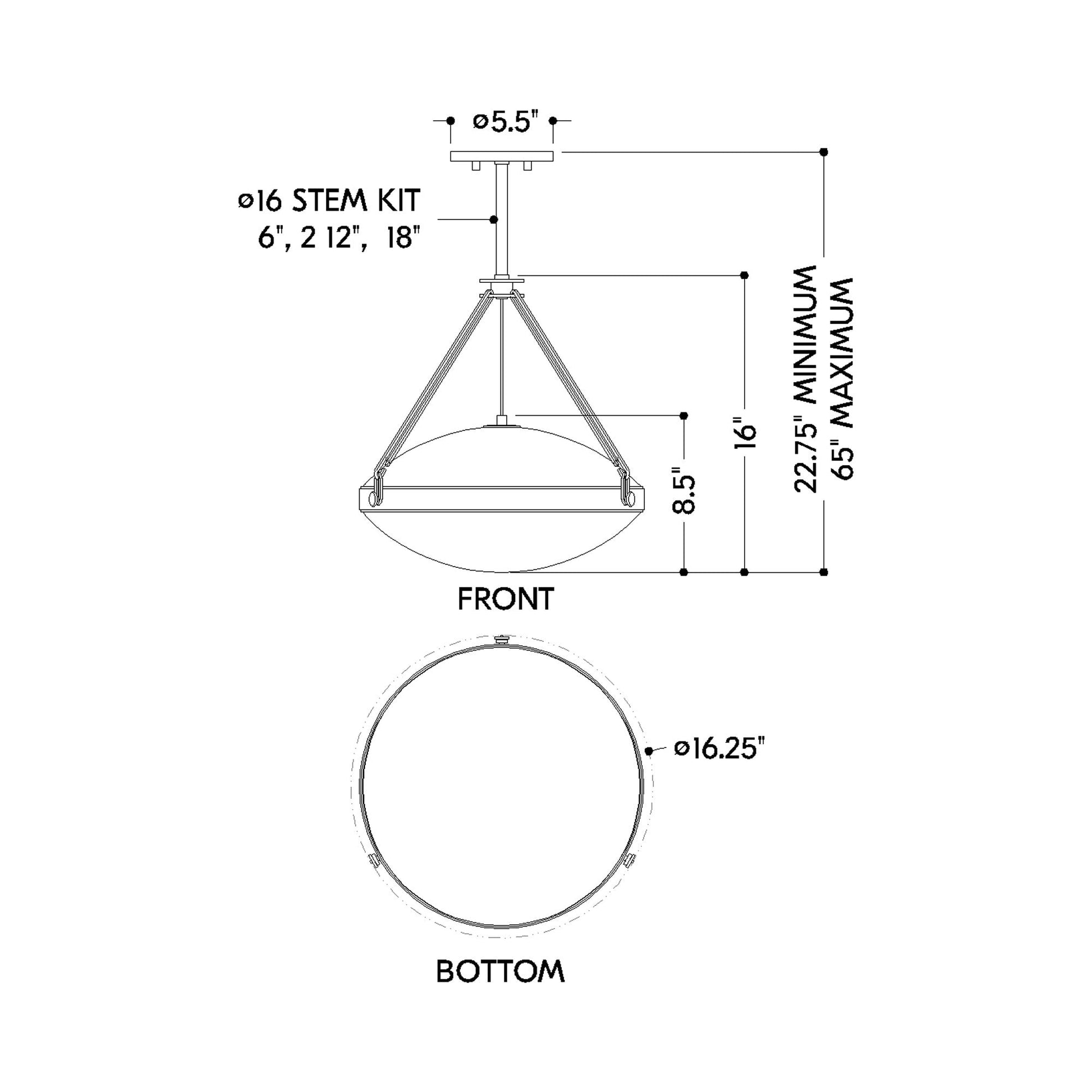 Kade Pendant Light - line drawing.