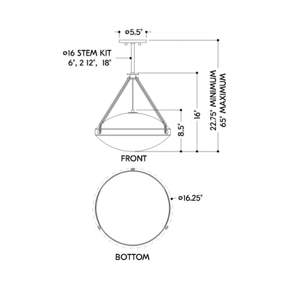 Kade Pendant Light - line drawing.