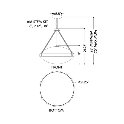Kade Pendant Light - line drawing.