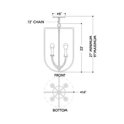 Kael Pendant Light - line drawing.