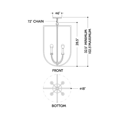 Kael Pendant Light - line drawing.