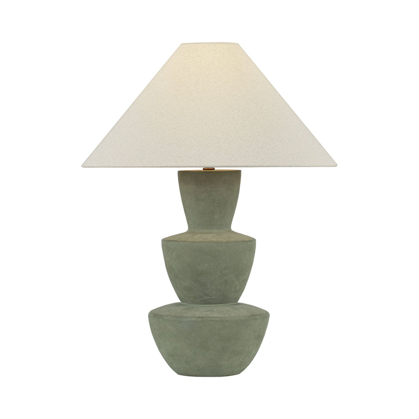 Kamas Table Lamp in Ceramic Oak Moss/Sandstone Linen.
