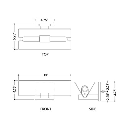 Lander Wall Light - line drawing.