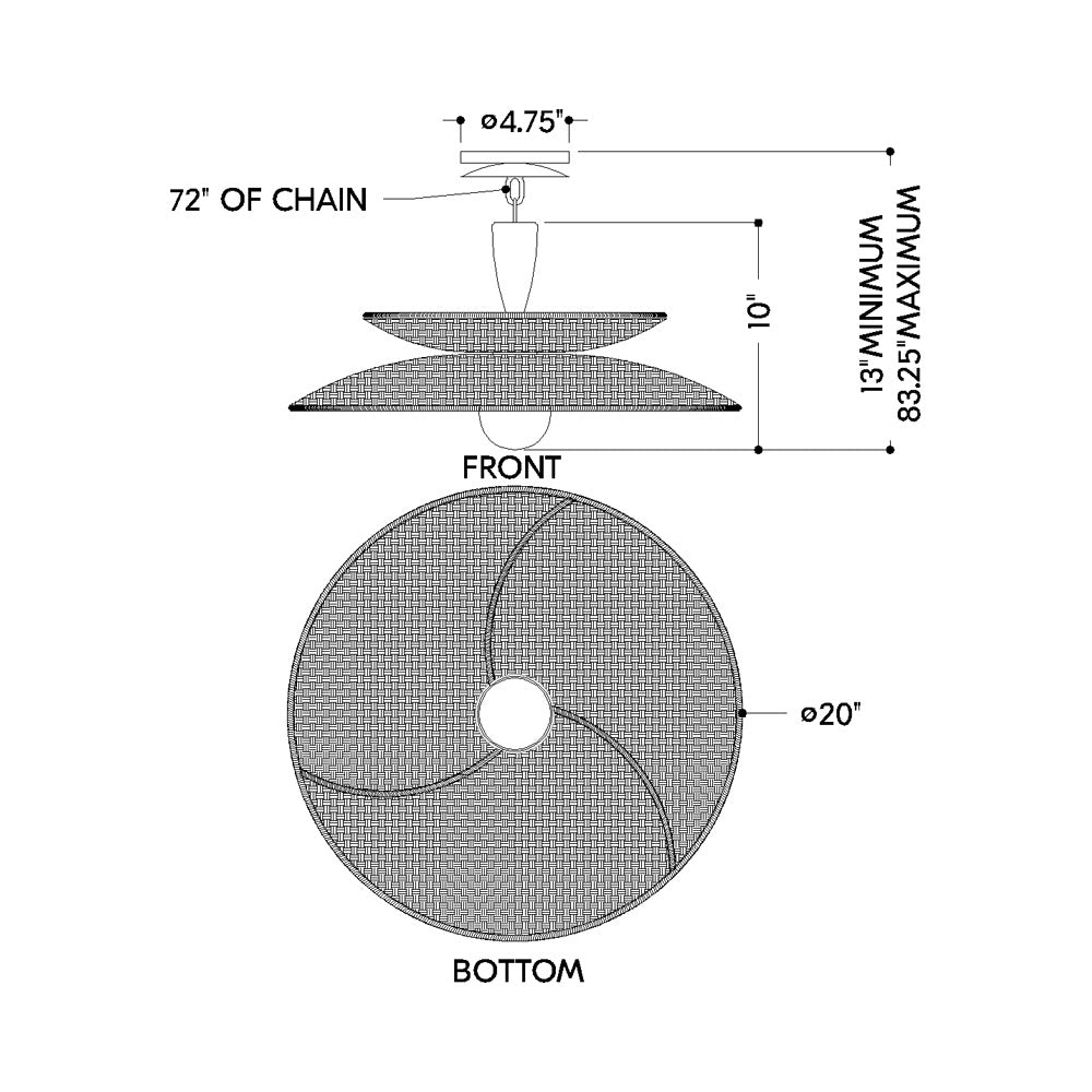 Landry Pendant Light - line drawing.
