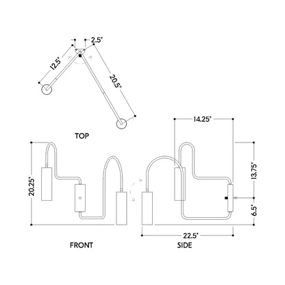 Lark Wall Light - line drawing.