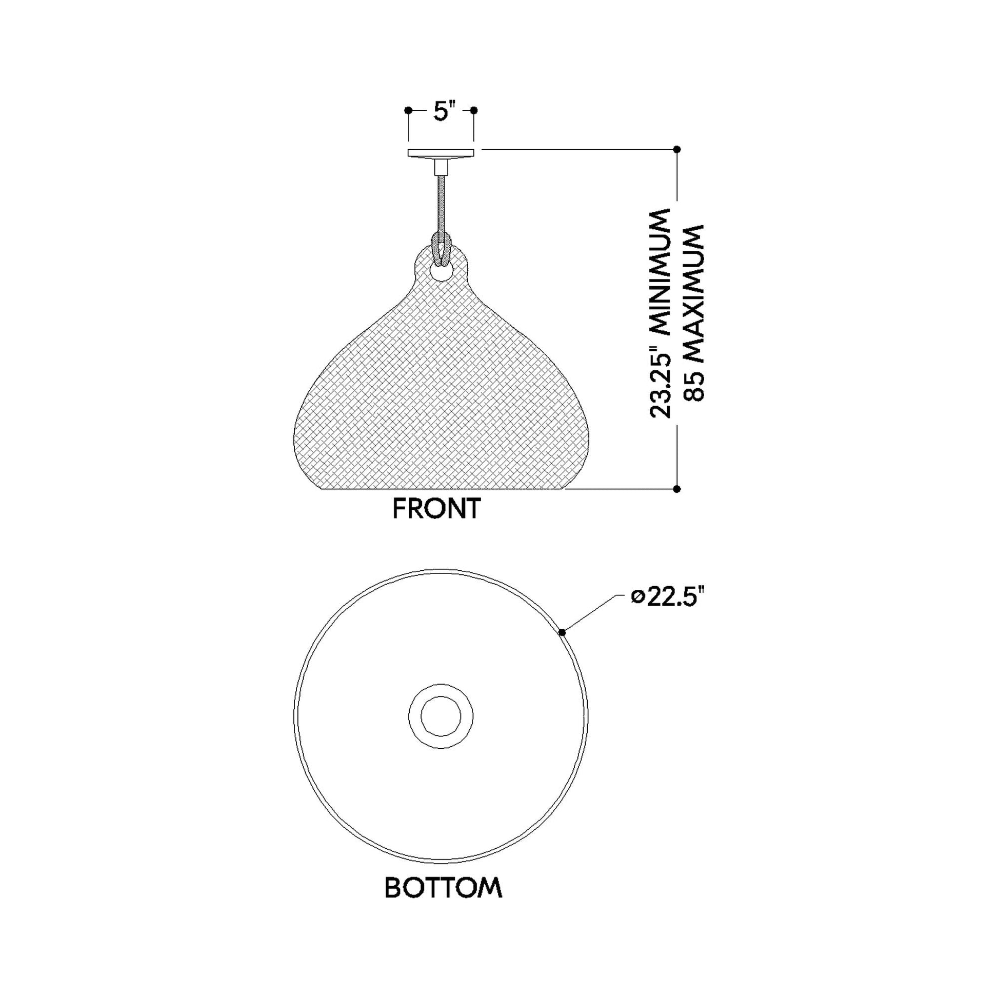 Lechlan Pendant Light - line drawing.