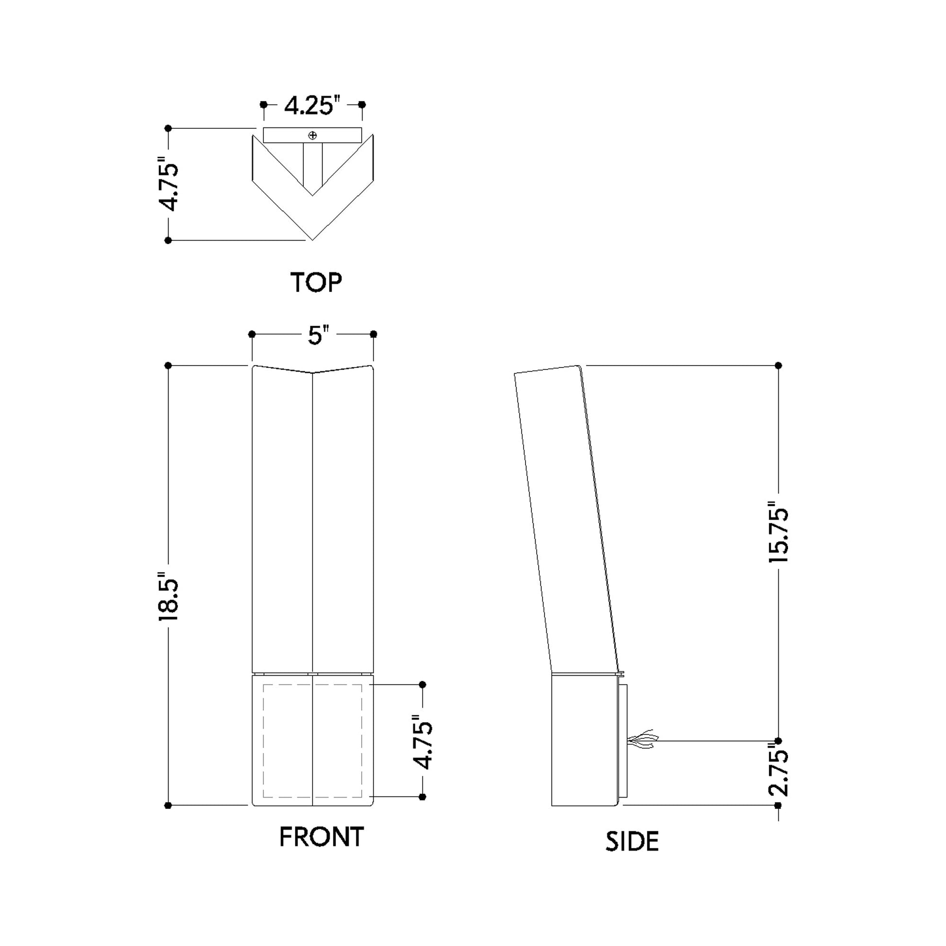 Lehi LED Wall Light - line drawing.