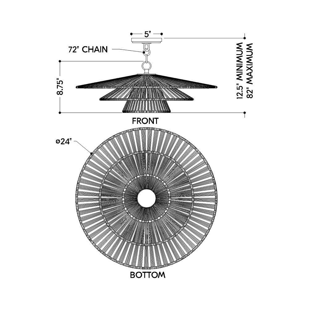 Levan Pendant Light - line drawing.