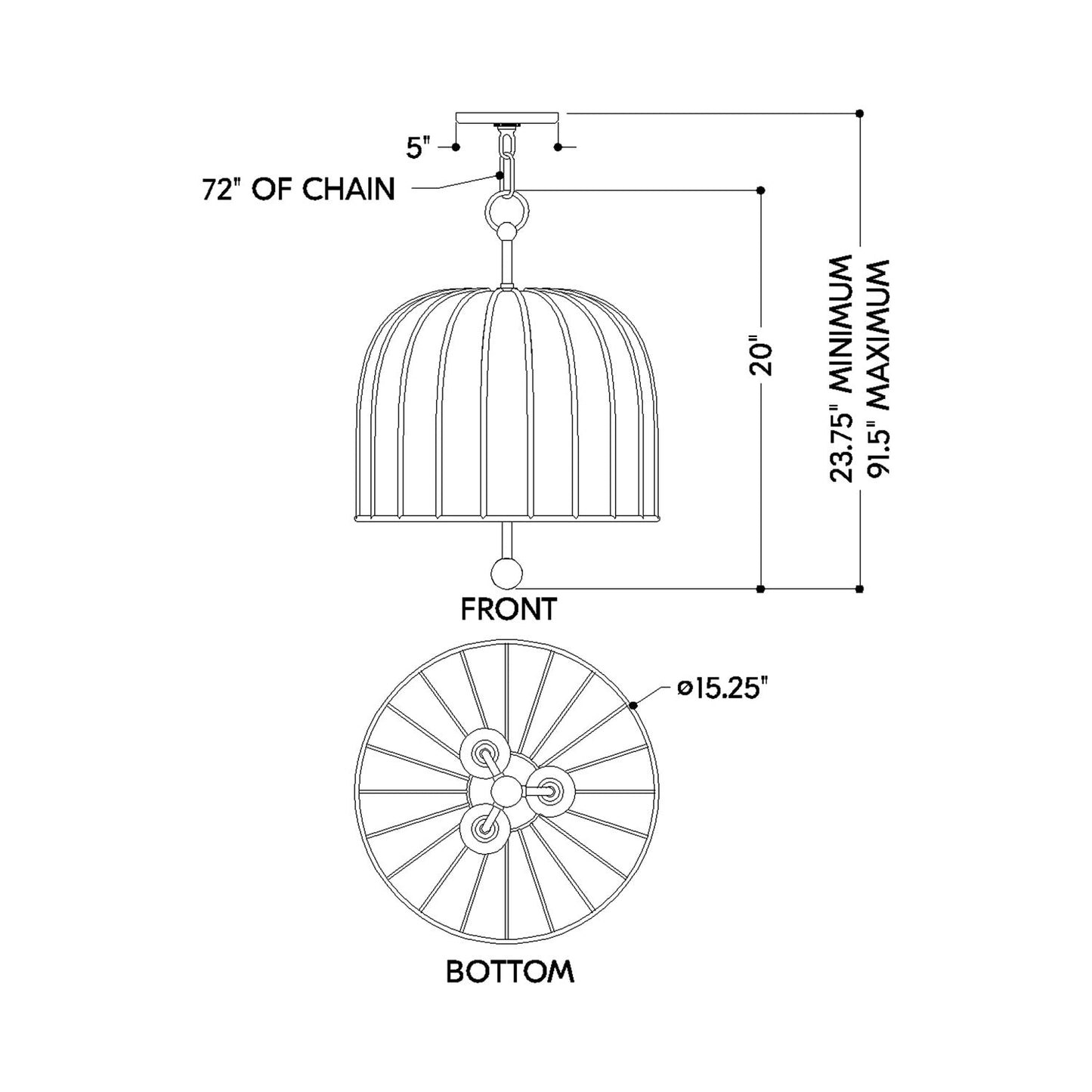Lonnie Pendant Light - line drawing.