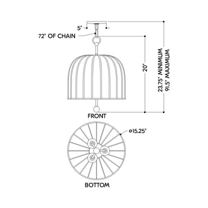 Lonnie Pendant Light - line drawing.