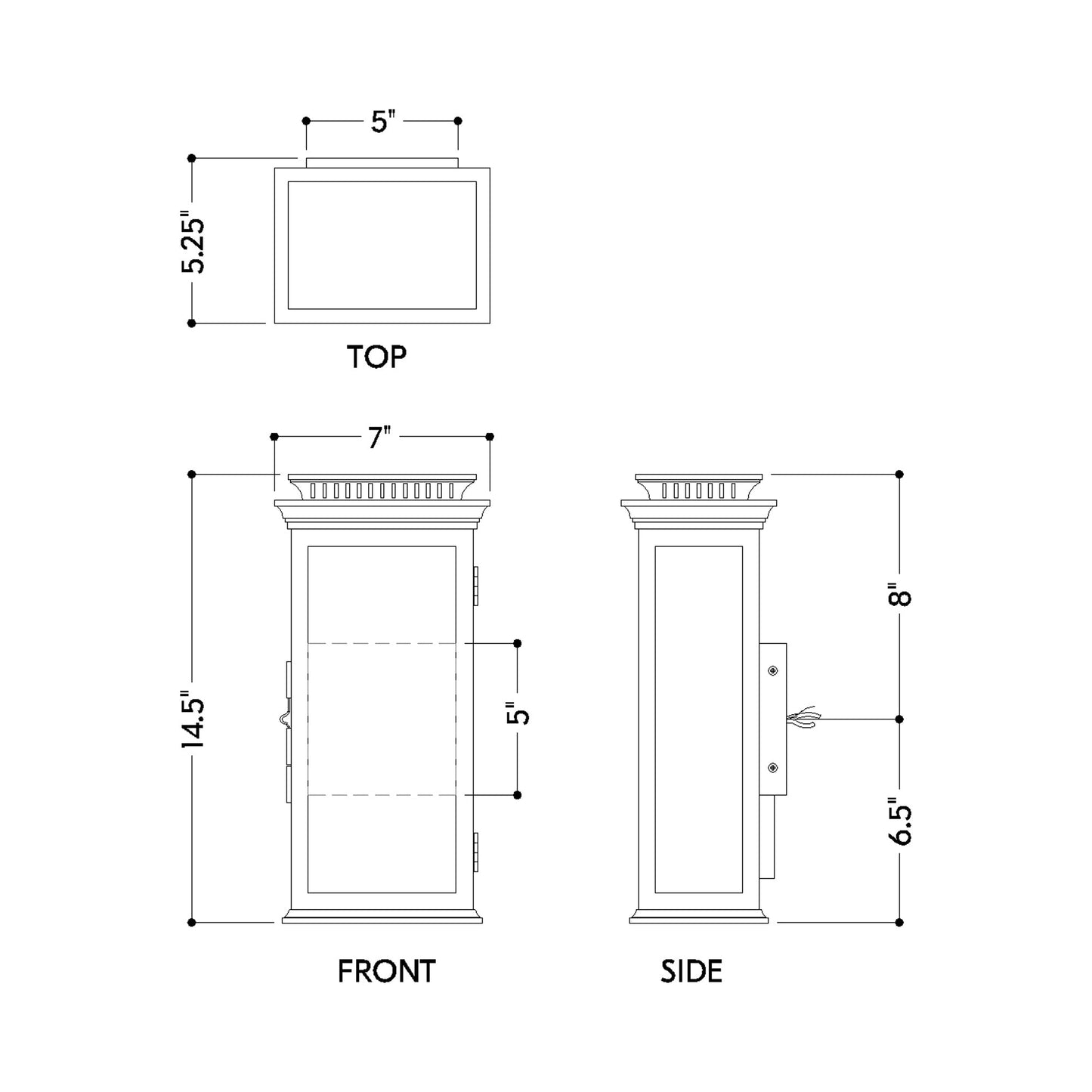 Louie Outdoor Wall Light - line drawing.