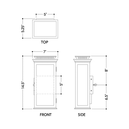 Louie Outdoor Wall Light - line drawing.