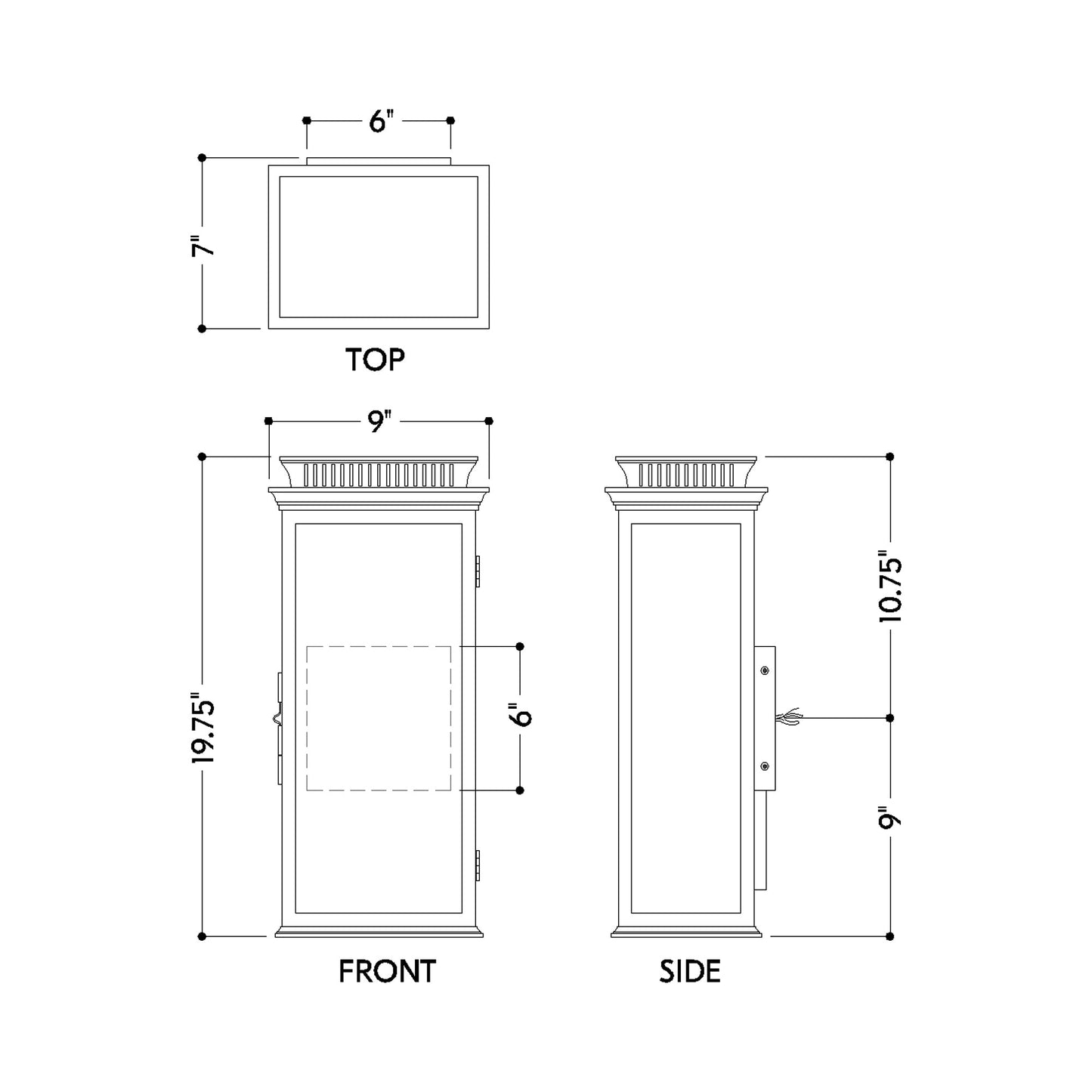 Louie Outdoor Wall Light - line drawing.
