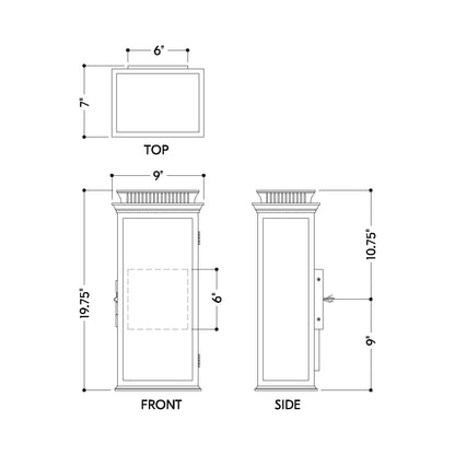 Louie Outdoor Wall Light - line drawing.