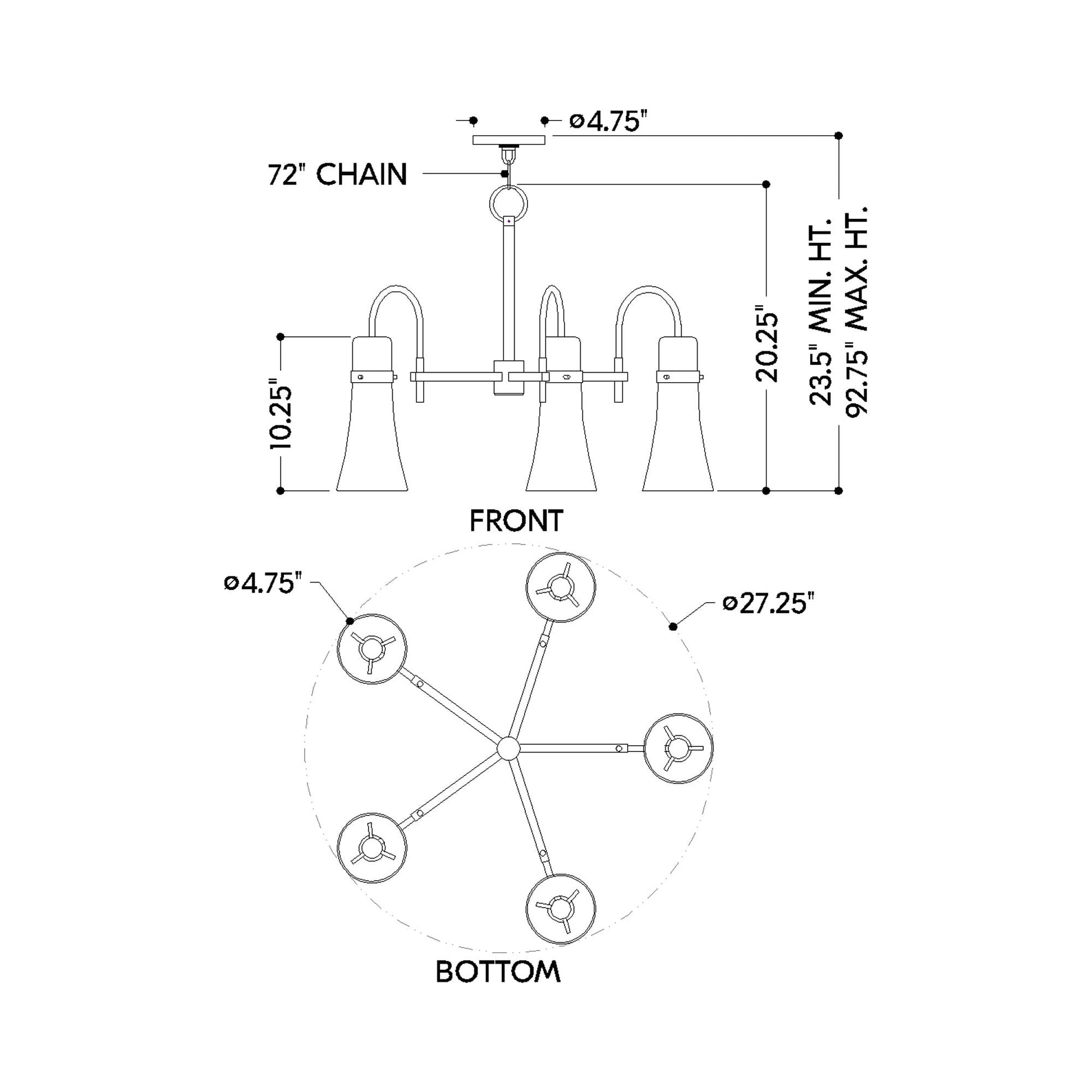 Maple Chandelier - line drawing.