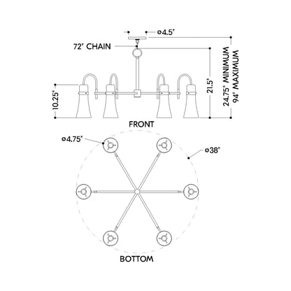 Maple Chandelier - line drawing.