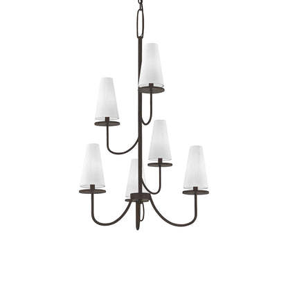 Marcel Multi Light Chandelier in Textured Bronze (6-Light).