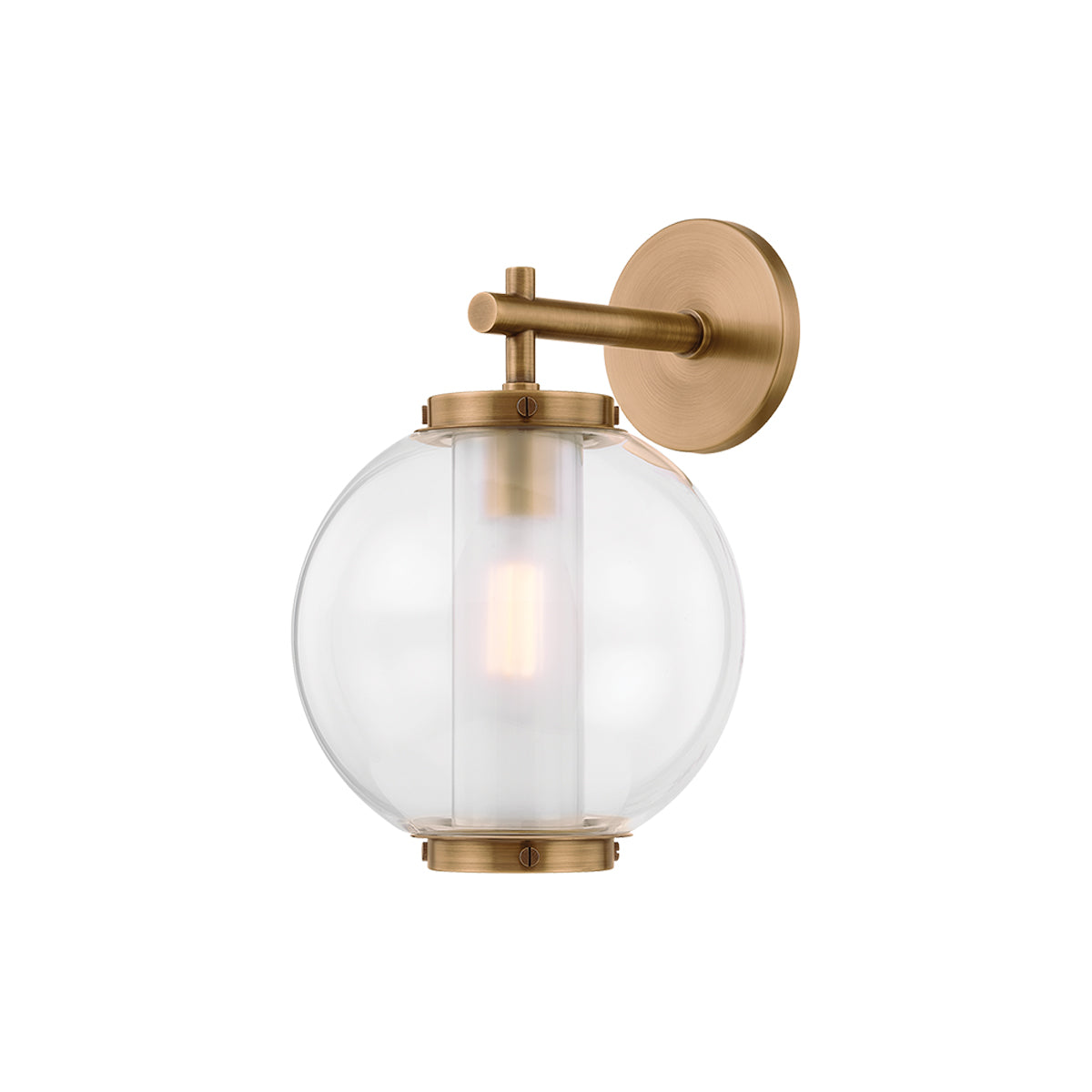Marco Outdoor Wall Light in Patina Brass (14-Inch).