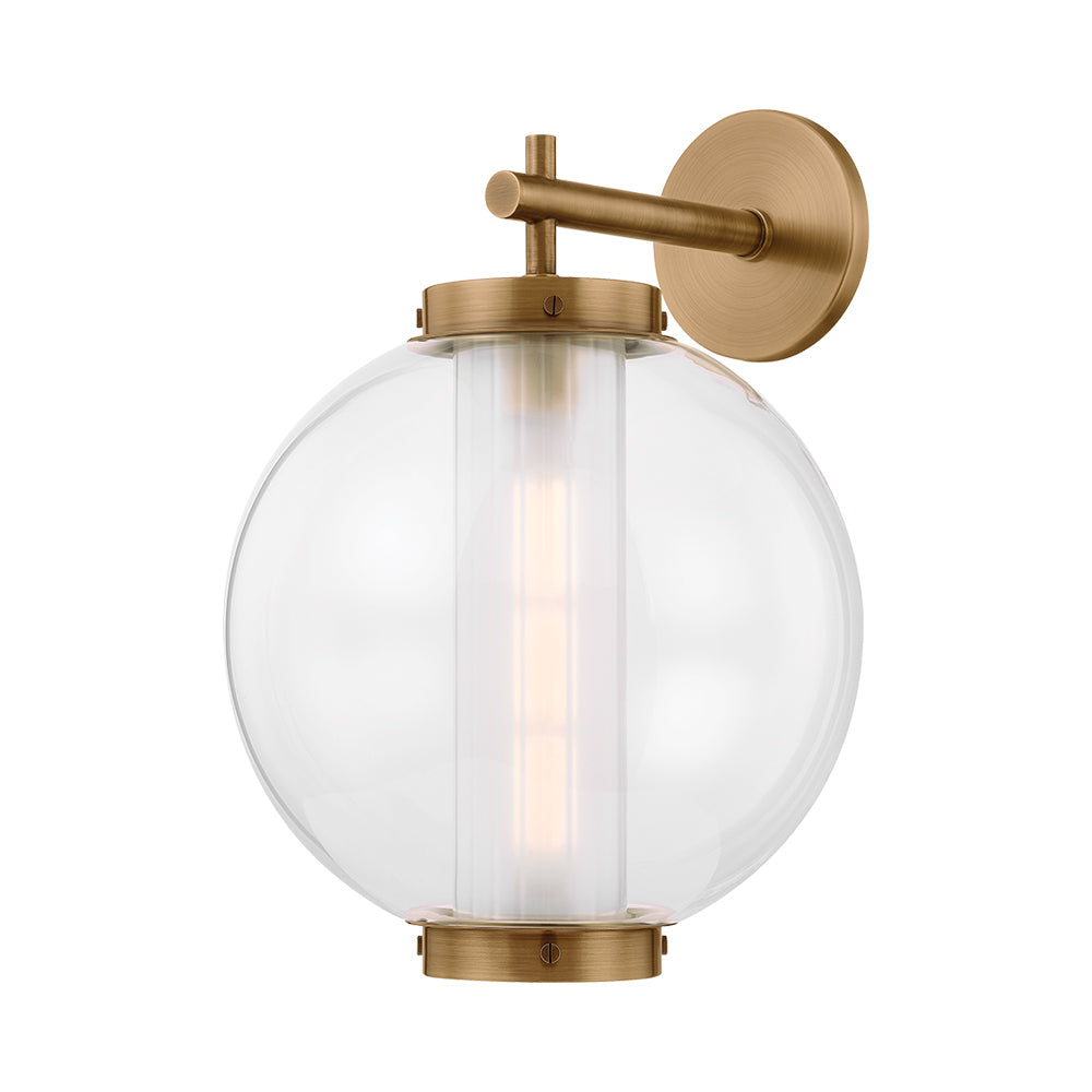 Marco Outdoor Wall Light in Patina Brass (18.25-Inch).