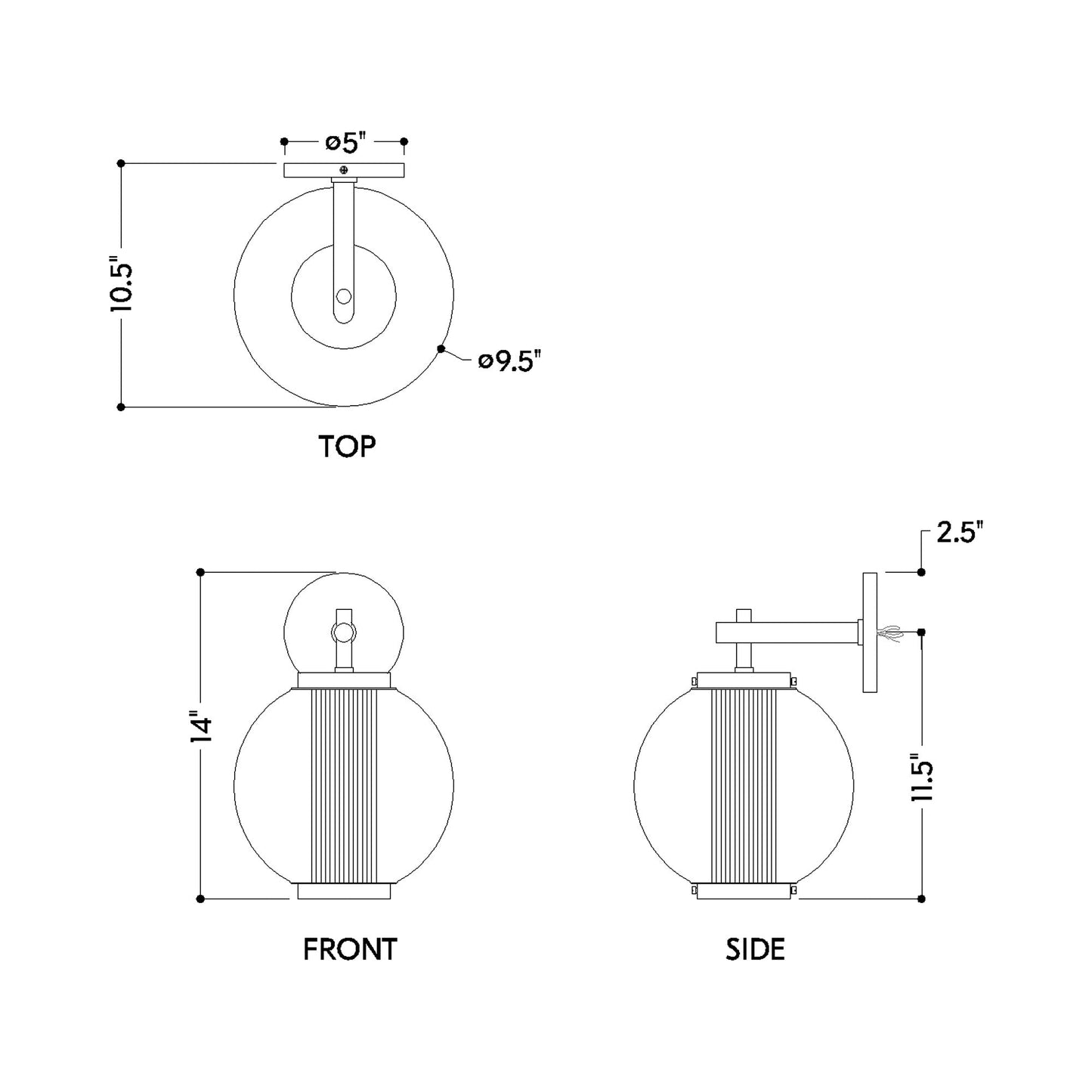 Marco Outdoor Wall Light - line drawing.