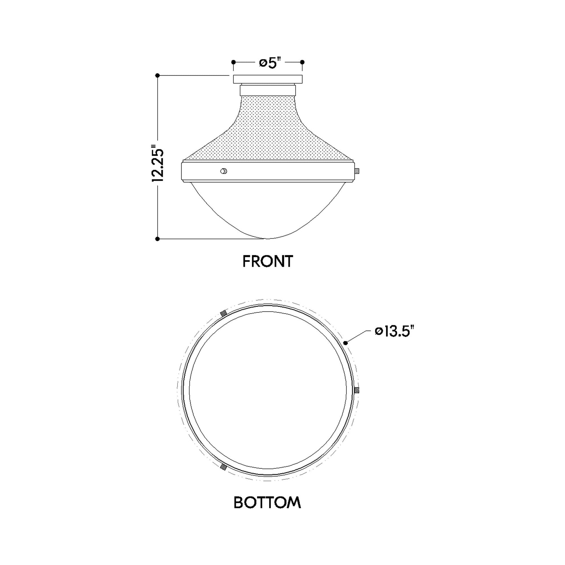 Maxton Flush Mount Ceiling Light - line drawing.