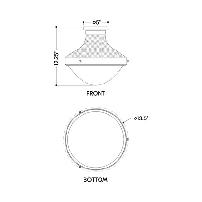 Maxton Flush Mount Ceiling Light - line drawing.