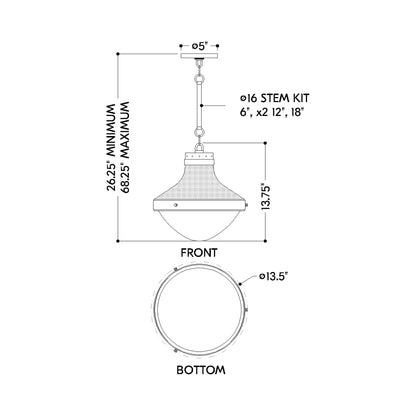 Maxton Pendant Light - line drawing.