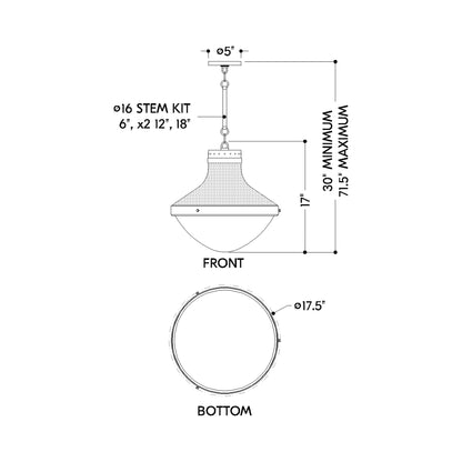 Maxton Pendant Light - line drawing.