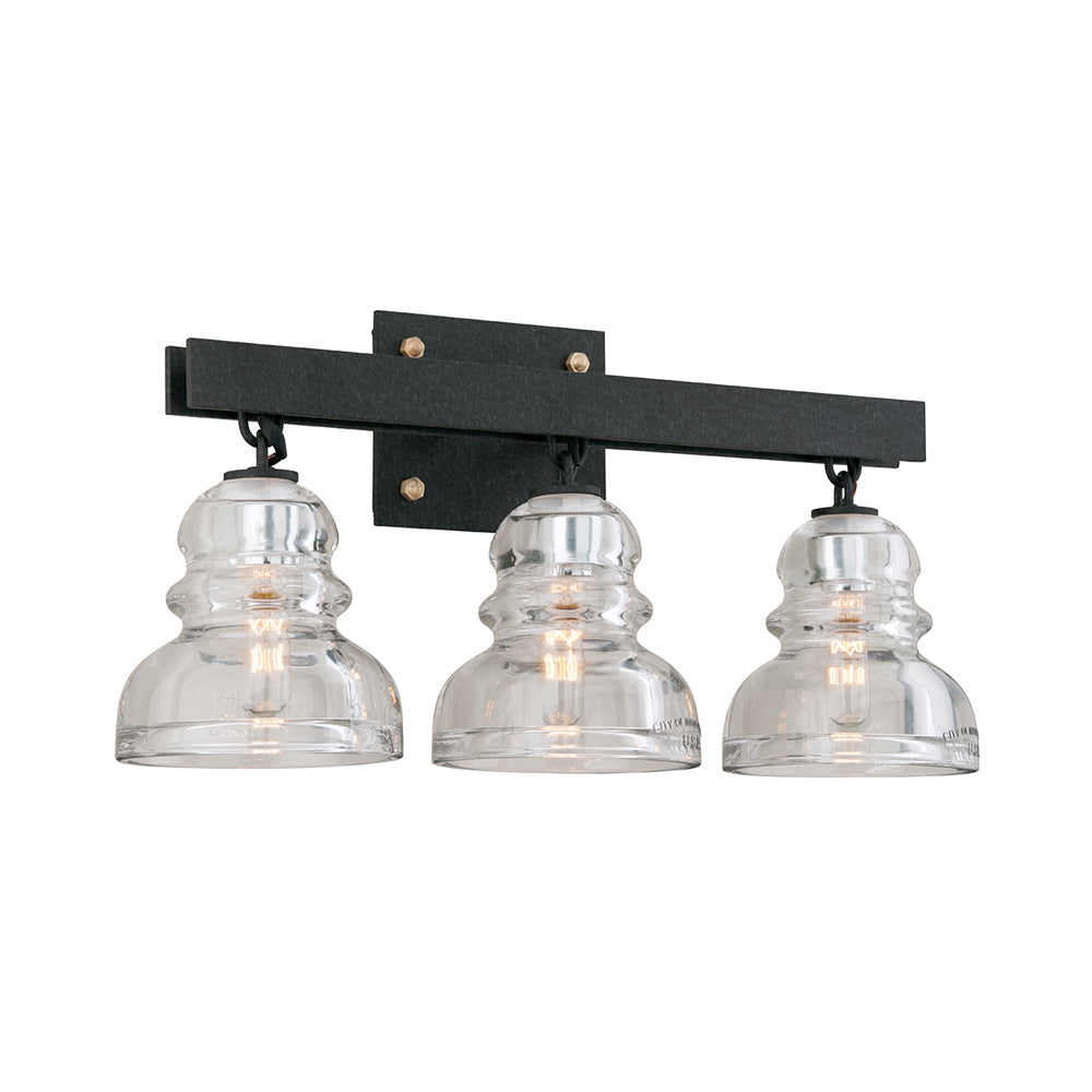 Menlo Park Bath Vanity Light in Textured Iron (3-Light).