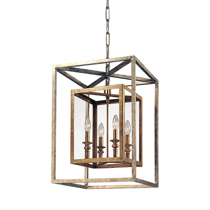 Morgan Chandelier in Gold Silver Leaf (4-Light).