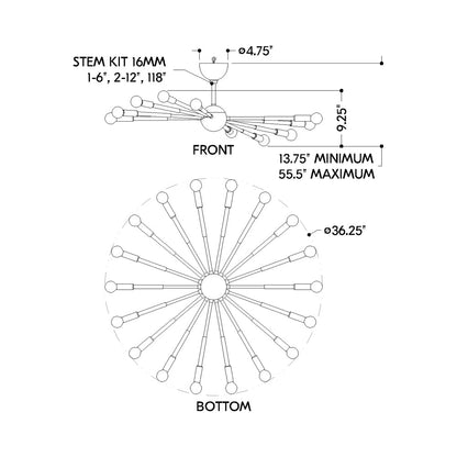Obie Chandelier - line drawing.