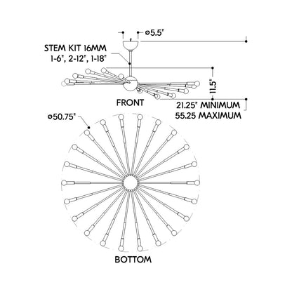 Obie Chandelier - line drawing.