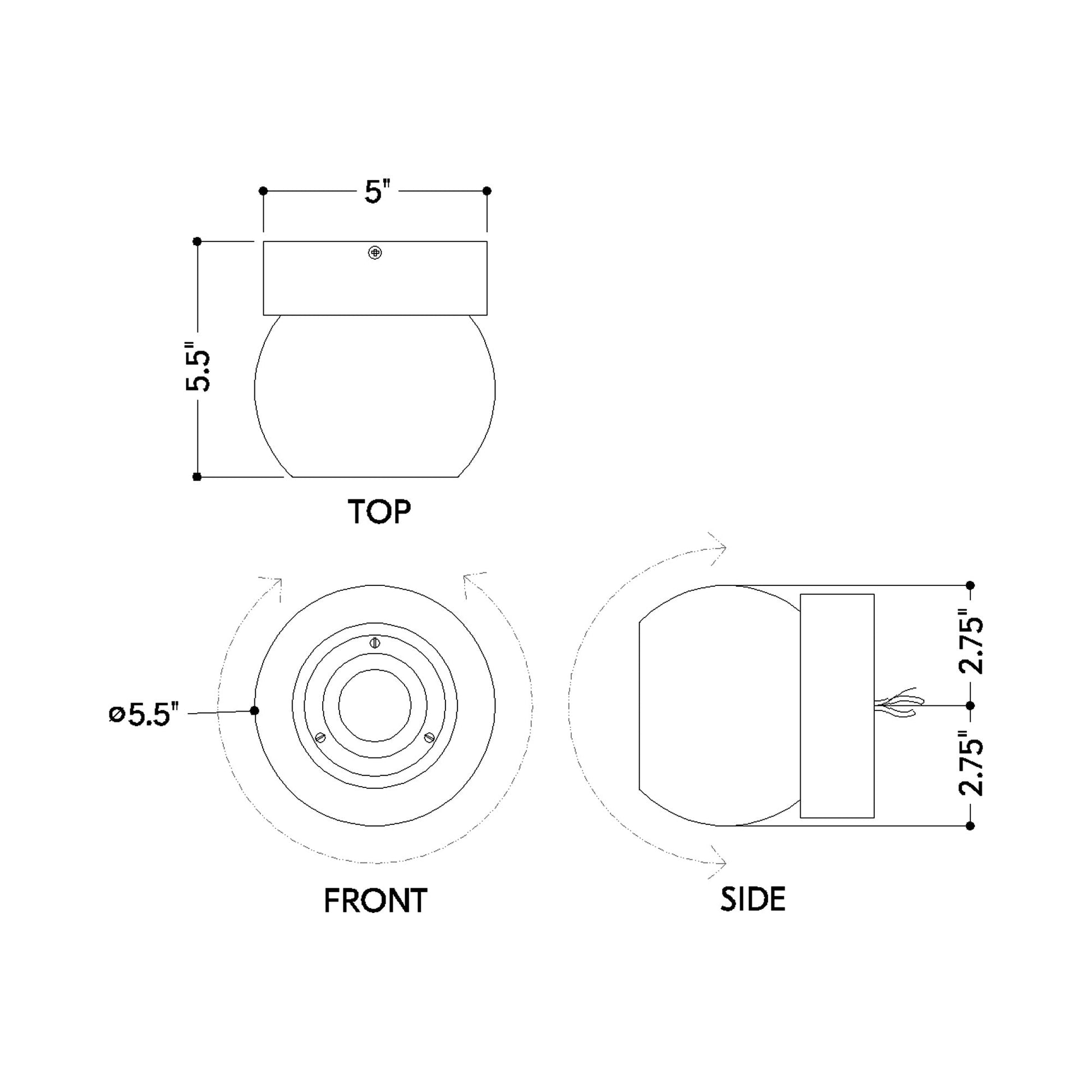 Odin Flush Mount Ceiling Light - line drawing.