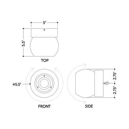 Odin Flush Mount Ceiling Light - line drawing.