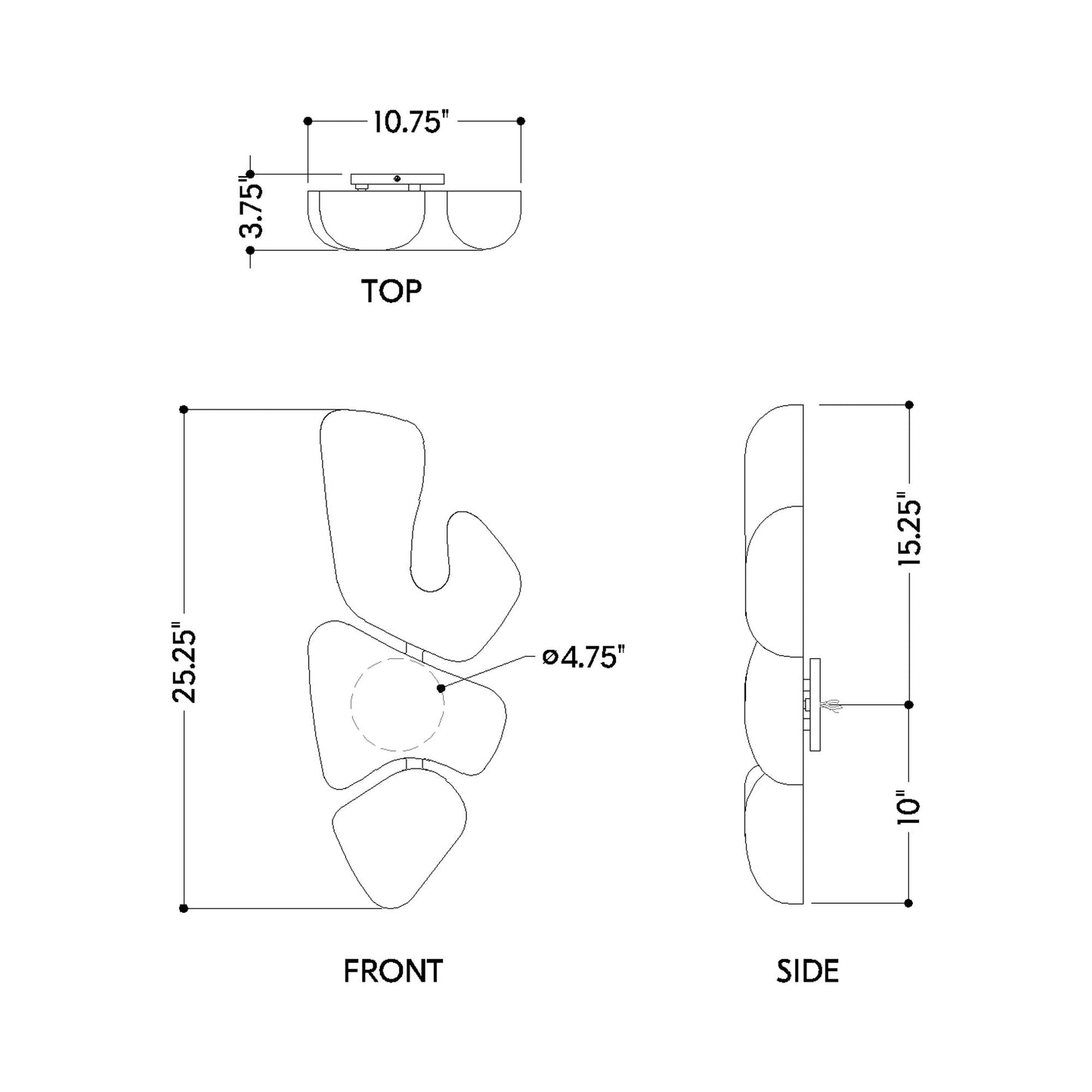 Orphir Wall Light - line drawing.