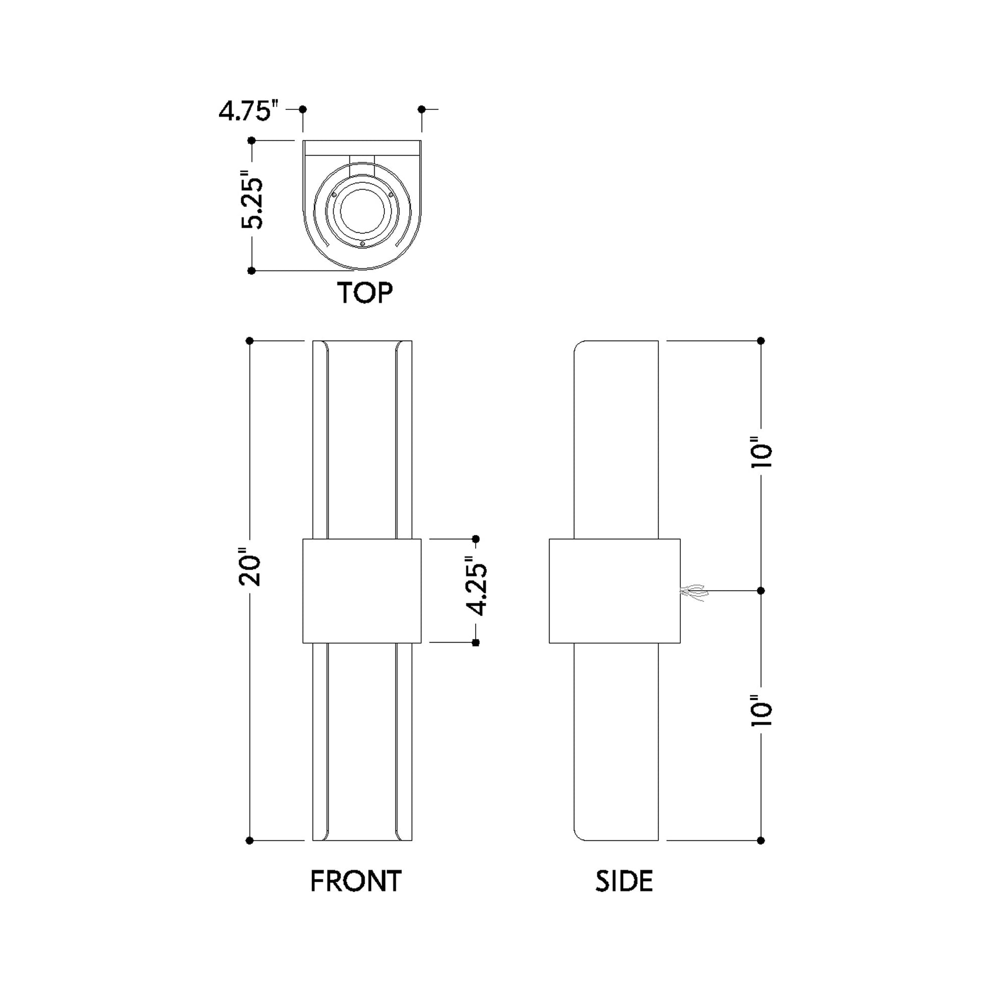 Ossian Outdoor LED Wall Light - line drawing.