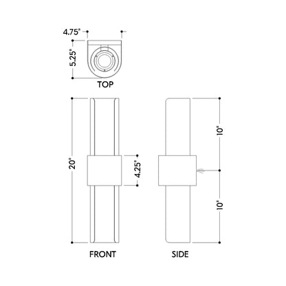 Ossian Outdoor LED Wall Light - line drawing.
