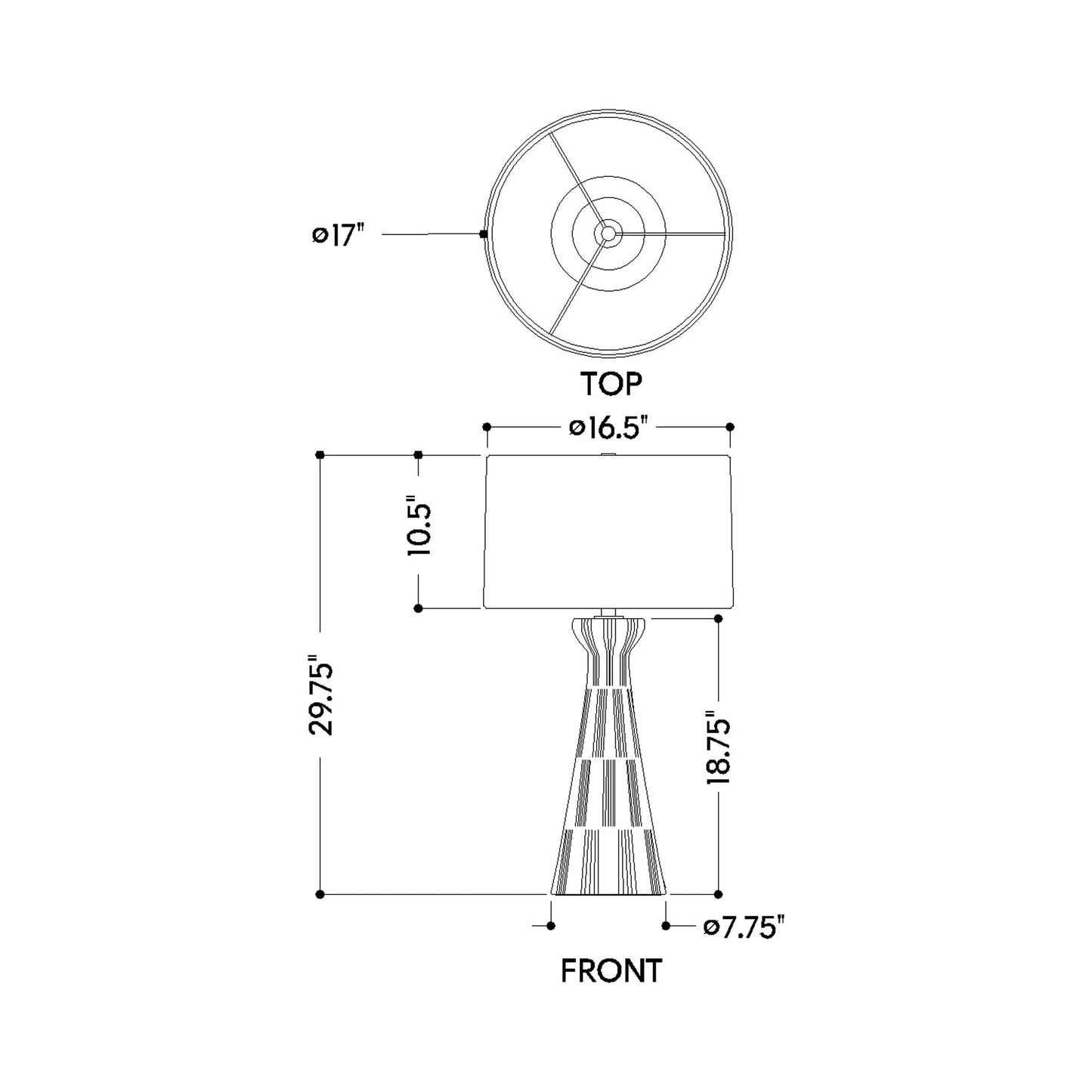 Palma Table Lamp - line drawing.