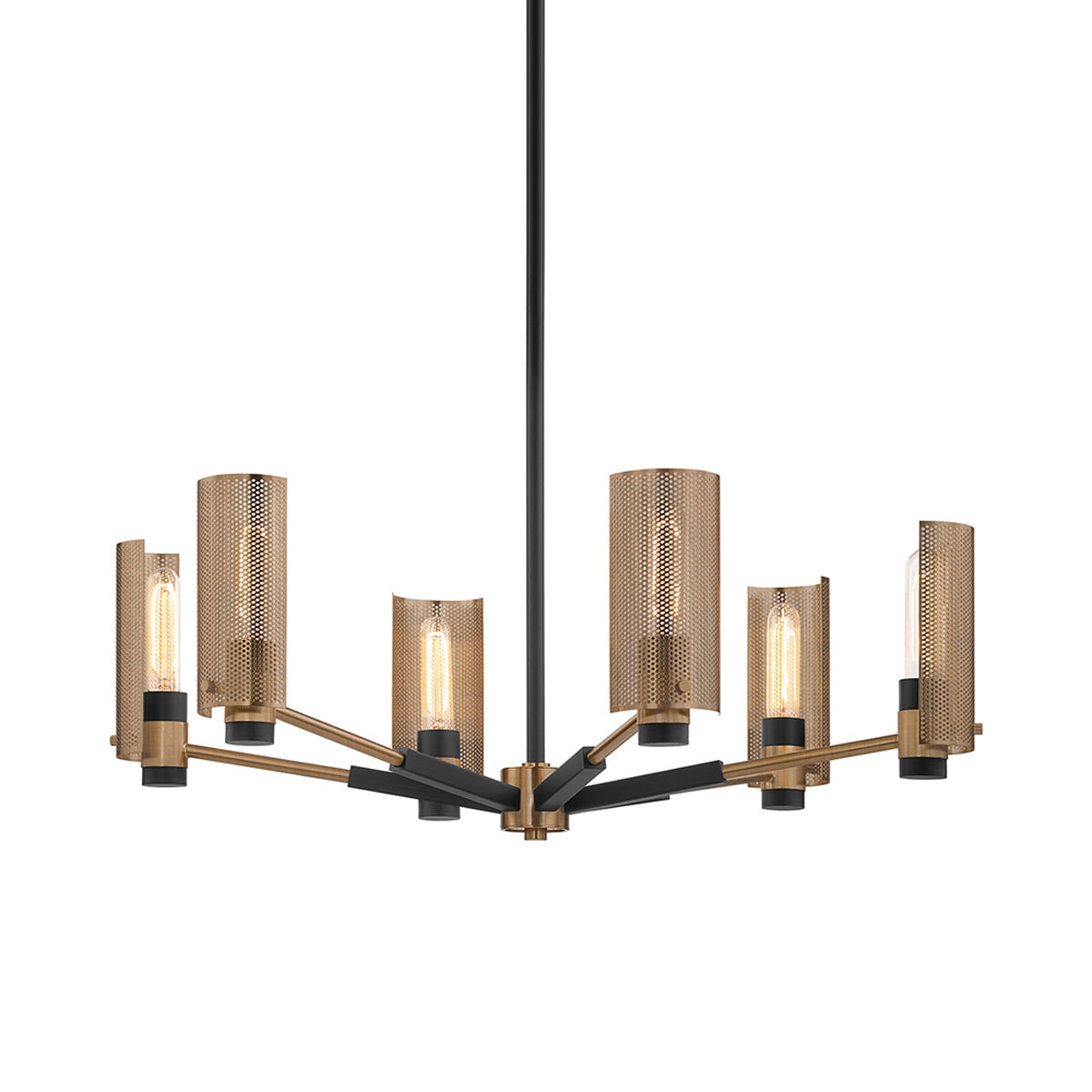Pilsen Chandelier in Soft Off Black/Patina Brass (6-Light).